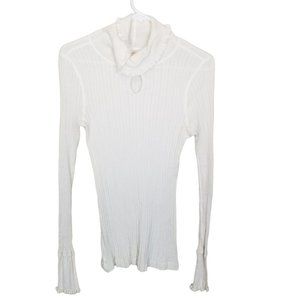 Free People Womens S Ivory Long Sleeves Turtleneck